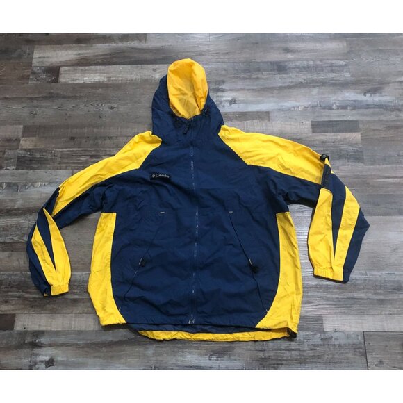 Columbia Sportswear Mens XL Blue & Yellow Hooded Jacket Full Zip - Picture 1 of 7